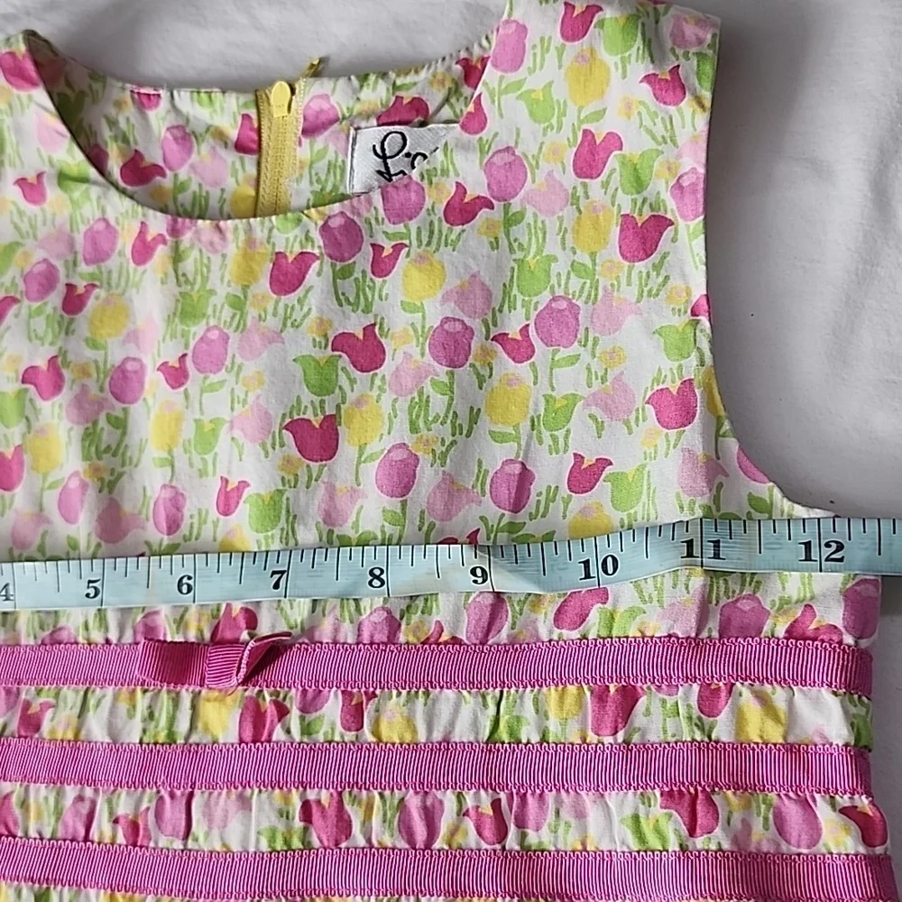 Lilly Pulitzer Tulip Floral Vintage Dress Sz‎ 6X Girls Pink Green Yellow